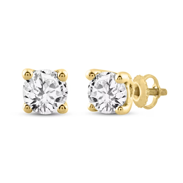 Round-Cut Diamond Solitaire Stud Earrings 1/5 ct tw 10K Yellow Gold (I/I3)