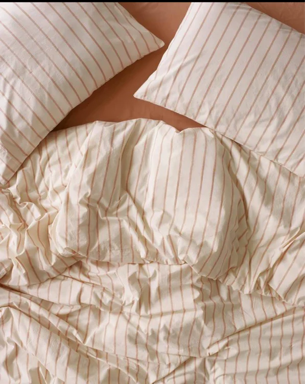 piglet in bed Blush Pink Slumber Stripe Cotton Duvet Cover
