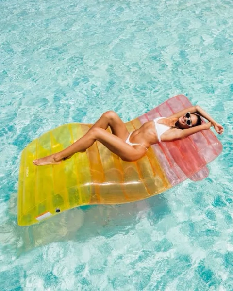 Funboy Clear Rainbow Chaise Lounger Pool Float
