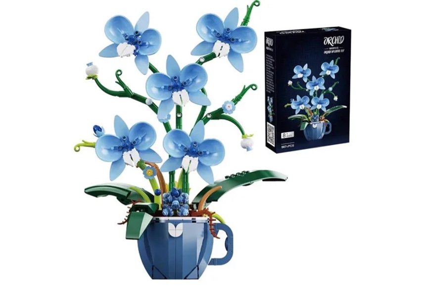 Amazon.com: iixeal Blue Orchid Flower Building Set for Adults, Coffee Cup Orchid Botanical Collection Plant Building Kit, Home and Office Decor Gift for Christmas Day, Valentines, Birthday 567pcs : Toys & Games