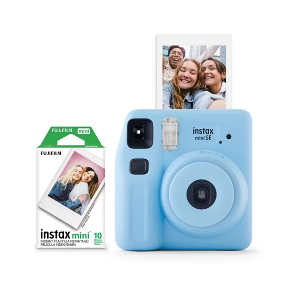 Fujifilm instax Mini SE Instant Camera with Bonus 10 pack Mini Film, Light Blue (Exclusive Value Pack)