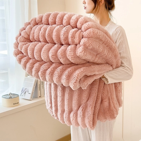 Thick Flannel Blanket with Rabbit Velvet, High GSM Soft Warm Throw Blanket for Sofa, Bed, Office, Multi-Purpose Winter Blanket 2025 - $20.64