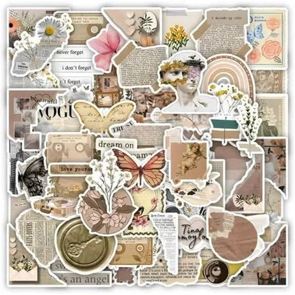Vintage Stickers, 120x Retro Decals, Waterproof Self-Adhesive, for Laptop Bottle Scrapbook