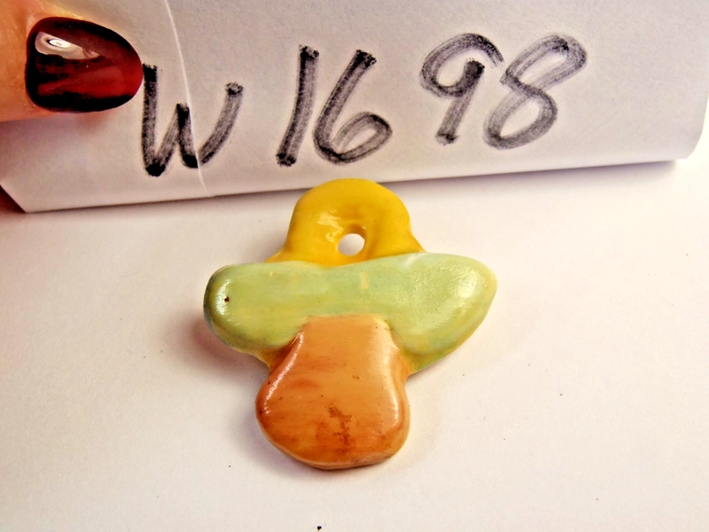 Vintage Handmade Ceramic Pacifier-Shape<wbr/>d Brooch Pin