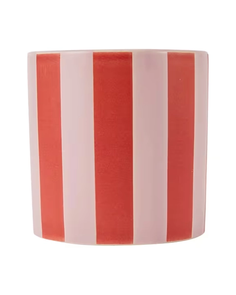Red Stripe Ceramic Candle