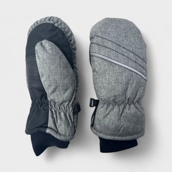 London Fog Kids Ski Mittens for Boys (4-6 Years) - Warm Winter Mittens - Insulated and Waterproof Gloves for Cold Weather in Gray