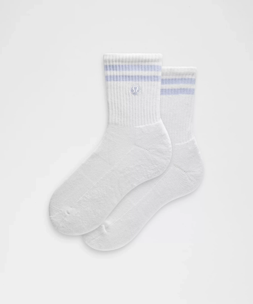 Unisex Daily Essential Quarter Socks *Stripe - White/Serene Blue - XL