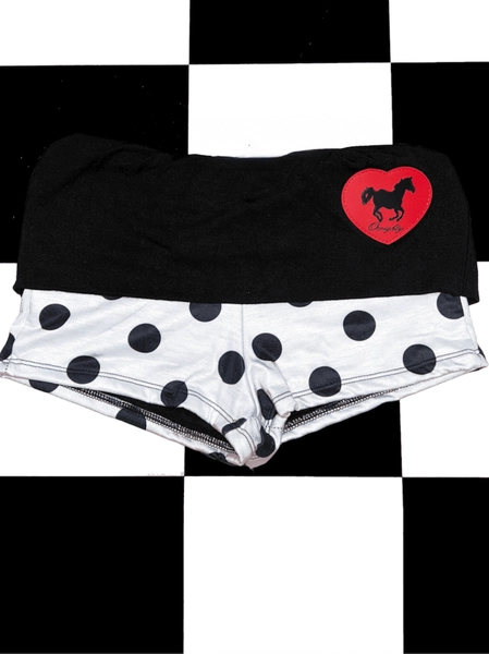 SWEET LORD O'MIGHTY! HORSE BOYSHORT IN WHITE POLKA