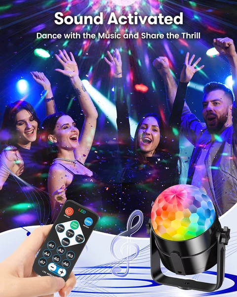 RGB Sound Activated LED Disco Ball Light with Remote Control Rotating DJ Stage Lamp for Home Car Party Club Christmas Decoration - AliExpress 