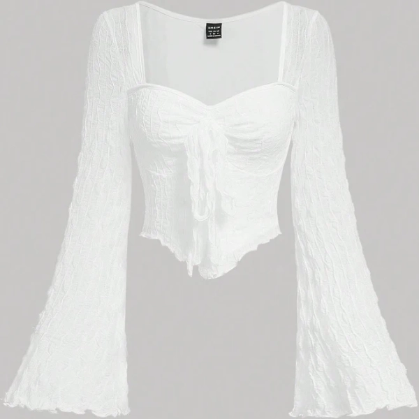 Tie Front Bell Sleeve T-Shirt