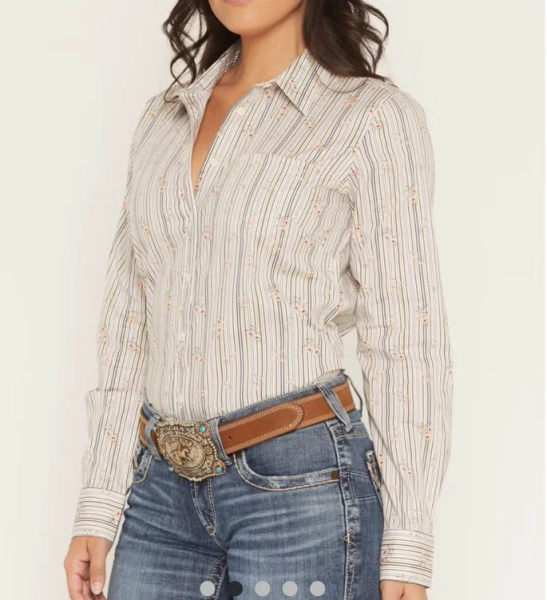 Ariat Women's Kirby Floral Striped Print Long Sleeve Button-Down Stretch Western Shirt