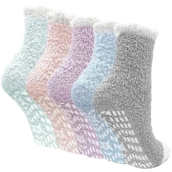 Women's Fuzzy Fleece Slipper Socks (5 Pairs)