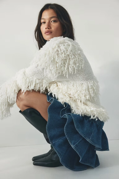 Tiered Denim Skirt