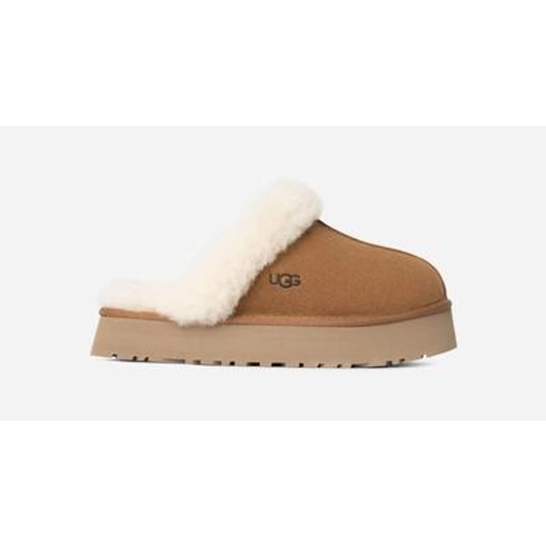 UGG® Women's Disquette Sheepskin Slippers in Chestnut, Size 7