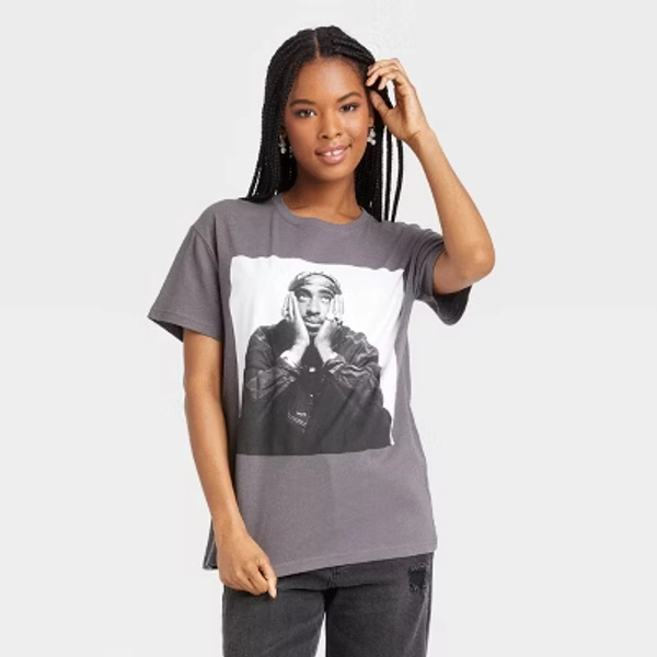 Women's Tupac Short Sleeve Graphic T-Shirt - Black
