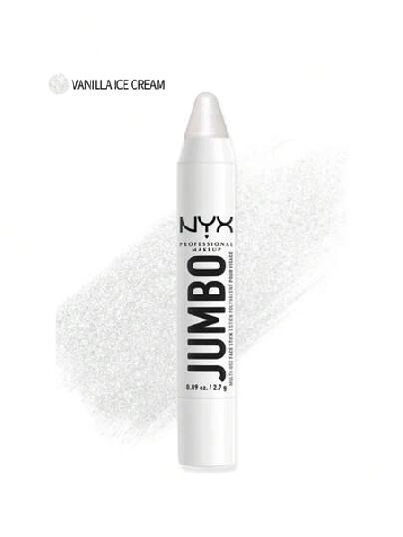NYX Jumbo Multi-Use Face Stick Highlighter Vanilla Ice Cream Makeup Highlighter 0.09oz/2.7g Luminous Finish Creamy Texture Blendable Long-Lasting Multi-Use Girlfriend Wife Mother Friend Birthday Graduation Party Travel Camping Outdoors School Campus Trip Festivals Anniversary Fall Autumn Helloween Fall Looks Pearlescent Finish Modern Sweet Sweet Makeup
