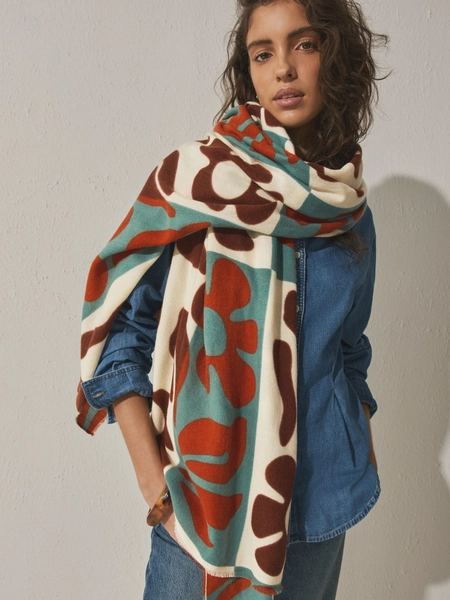 Brown/Cream Midweight Patchwork Scarf
