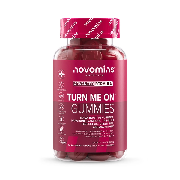 Novomins Libido Turn Me On Raspberry & Peach Flavoured 60 Gummies