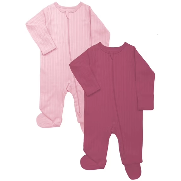 Wonder Nation Baby Gender Neutral Zip Front Footed Sleep N Play Pajamas, 2-Pack, Sizes Preemie-6/9 Months