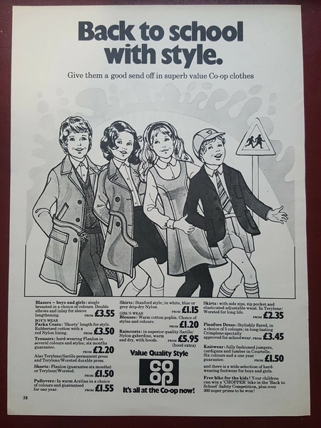 Co-op - Childrens School Unifroms - Clothes  - 1970's Magazine Advert #B10131