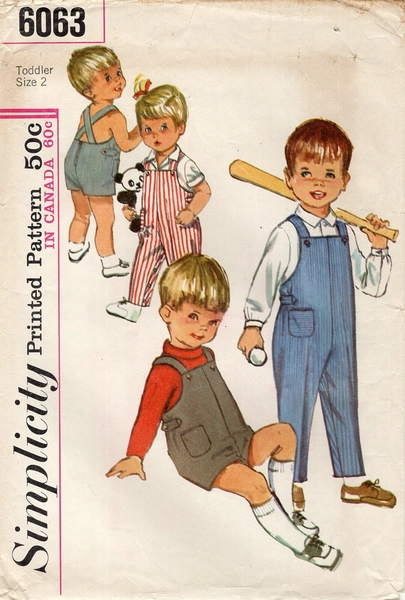 Simplicity 6063 Button-Up Shirt &amp; Overalls in 2 Lengths Sz 2 CUT COMPLETE 1960s