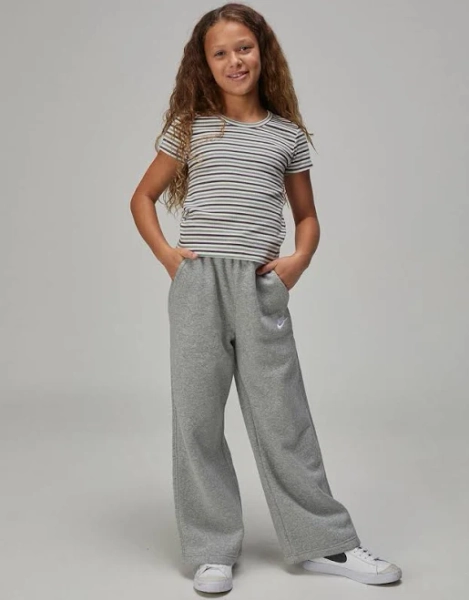 Nike Sportswear Club Girls Wide Leg Fleece Pants - Heather Gray - Size: X-Small