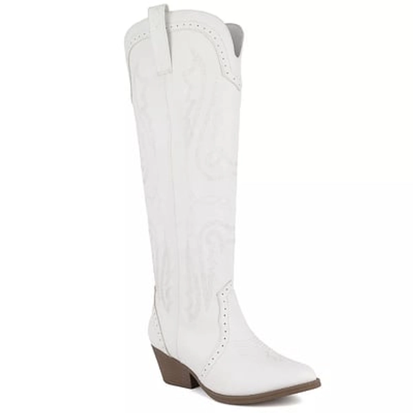 sugar Tall Tam Closed Toe Women's Western Boots, Size: 8.5, White Tumbled