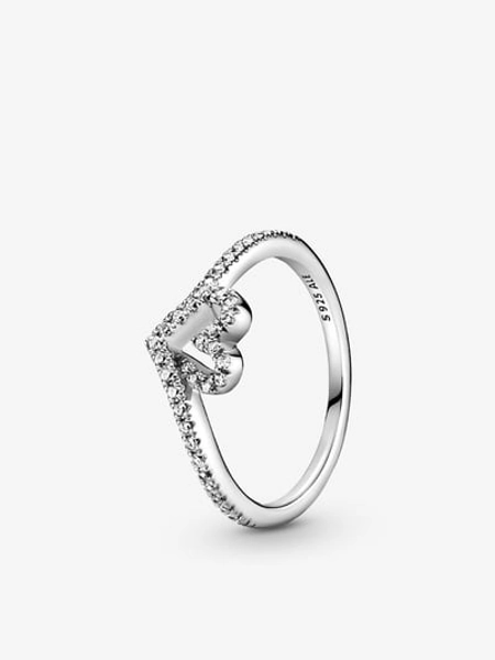 Sparkling Wishbone Heart Ring