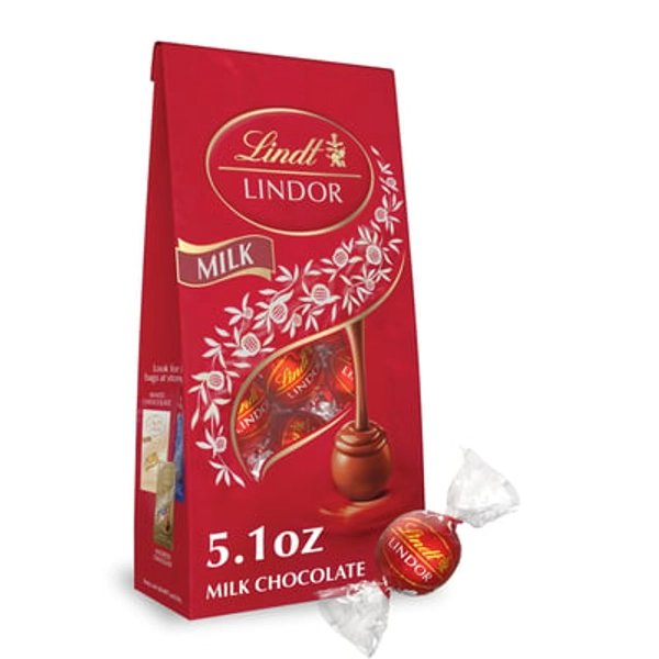 Lindt Lindor Milk Chocolate Candy Truffles, 5.1 oz, Bag