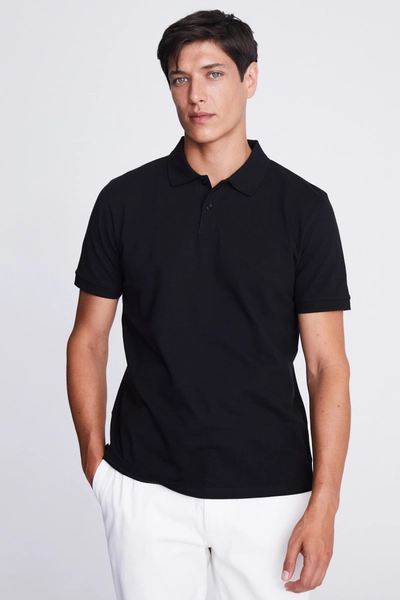 Black Pique Polo Shirt