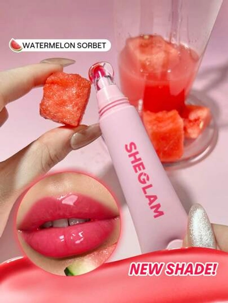 SHEGLAM Crystal Glaze Moisturizing Lip Care-Watermelon Sorbet Brand Beauty Makeup Cosmetic For Women Girls Perfect For Fall Winter Ideal For Y2K Fancy Fashion Suitable For Birthday Present Halloween Party Ready Best Color