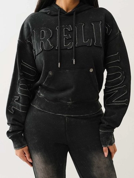 VINTAGE APPLIQUE LOGO CINCHED HOODIE