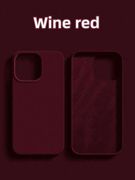 1pc Anti-Fingerprint Liquid Silicone Padded Phone Case, Compatible With Samsung S21/S22/S23/S24/S25, Apple 16/15/14/13/12/11, OPPO, Redmi Waterproof Shockproof Anti-Fall Scratch Resistant