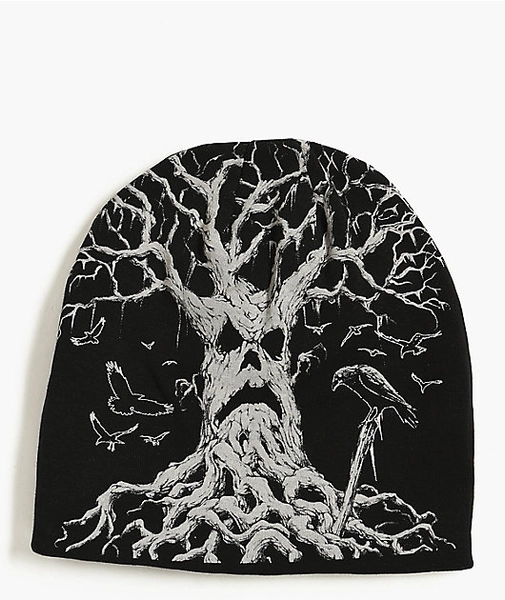 Affliction x Haunted Mound Harold Black Reversible Skully Beanie