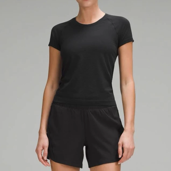 Women's Swiftly Tech Short-Sleeve Shirt 2.0 Waist Length in Black Size 2 | by lululemon
