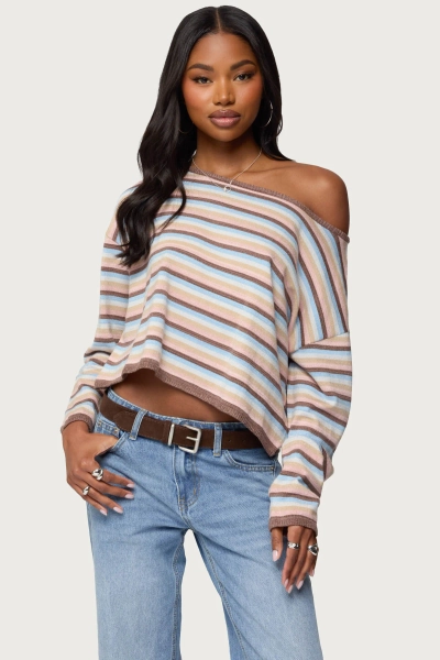 Alexis Off Shoulder Striped Knit Top - MIX / XS
