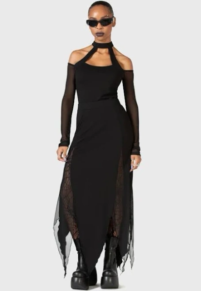 Killstar - Killstar x Kihilist - The Grimmer The Better Midi - Skirt - black - M - 95% Polyester, 5% Elastane,95% Viscose, 5% Elastane