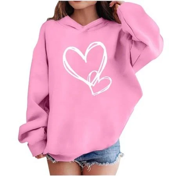 Atogsazn Kids Girls Valentines Day Hoodies Children Casual Hearts Long Sleeve Pullover Sweatshirt Fleece Outfit Outerwear Tops 06-Pink 9-10 Years