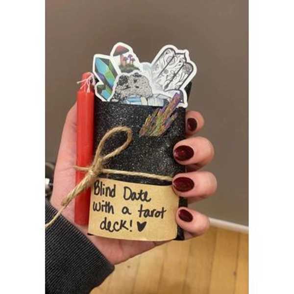 Blind Date with a Tarot Deck Mystery Box- Includes Tarot Deck, Ritual Candle, Crystal & Stickers
