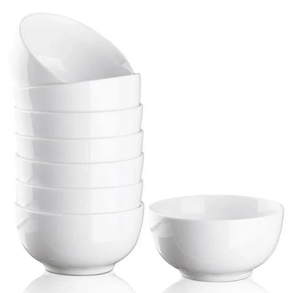 Whizmax 10 Ounce Porcelain Bowls Set 8 Pack Premium White Ceramic Bowls for Cereal, Soup, Salad