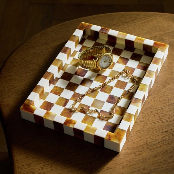 Buy Habitat Checkered Trinket Tray - Brown | null | Habitat