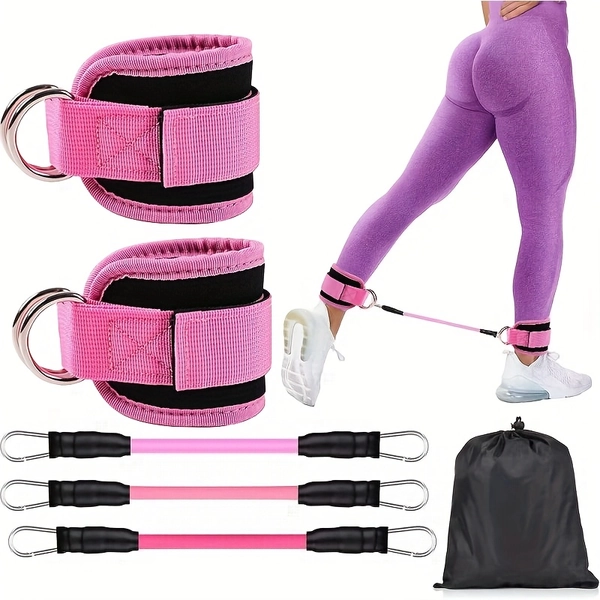 Ankle Resistance Bands with Cuffs, Ankle Bands for Working Out, Ankle Resistance Band for Leg, Booty Workout Equipment for Kickbacks Hip Fitness Training, Exercise Bands