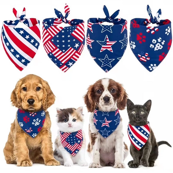 Yhmxh 4th of July Dog Bandanas Patriotic Dog/Cat Bandanas Veterans Day Red White Blue Star Bandanas for Dogs Triangle Kerchief Bibs Scarf for Pets Cats Puppy Memorial Day Photo Props Accessories - Walmart.com