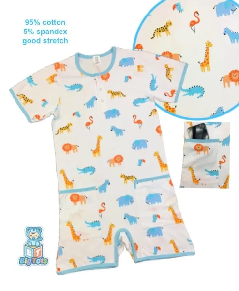 ABDL Jungle Animals Pockets Romper adult baby