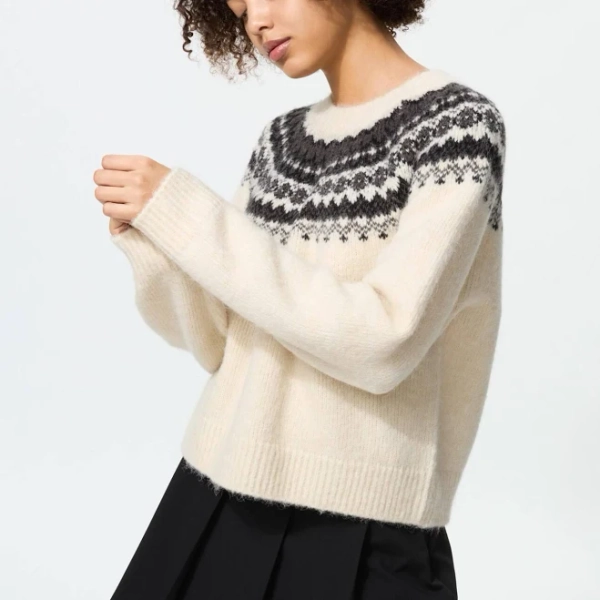 UNIQLO Women's Fluffy Fair Isle Sweater