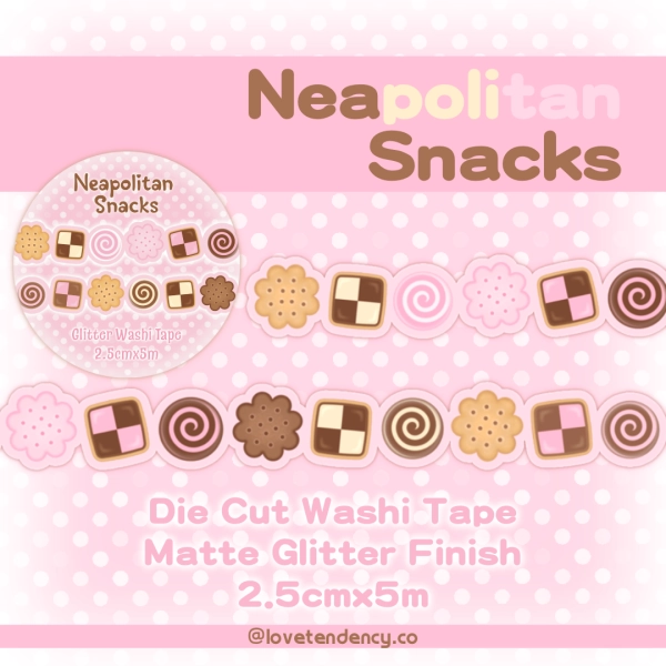 Neapolitan Snacks Glitter Washi Tape