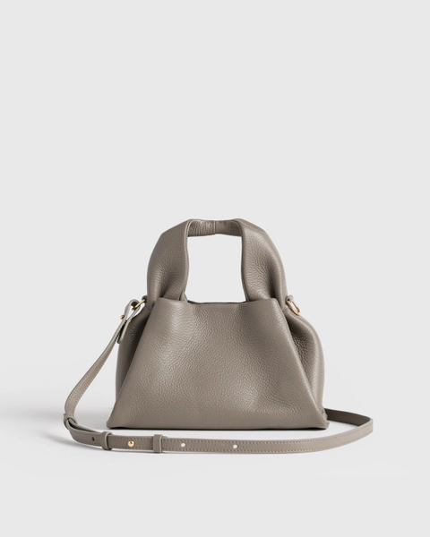Italian Leather Trapeze Crossbody in Black