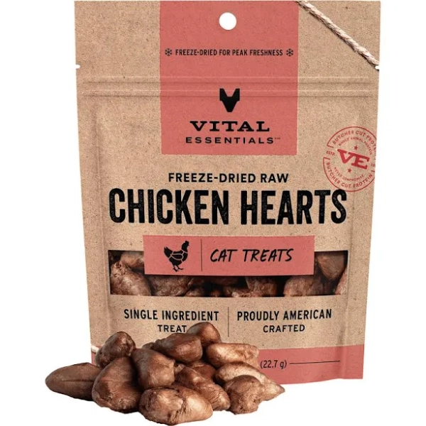 Vital Essentials Chicken Hearts Freeze-Dried Cat Treats