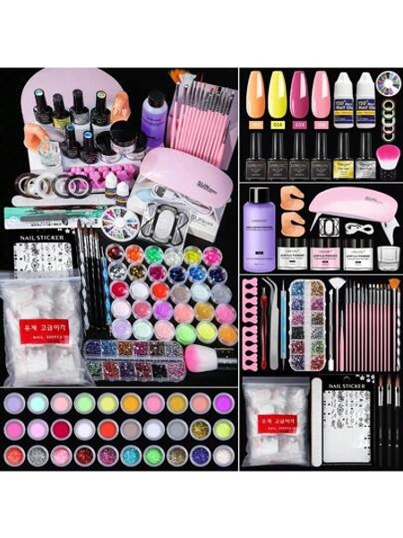Complete Acrylic Nail Art Kit Gel Nail Polish Set,Acrylic Powder White Clear Pink Acrylic Powder Professional Nails Extension Nails Kit Manicure Nail Art Tools Nail Supplies Gift For Women- Get Professional Manicures At Home With Everything You Need