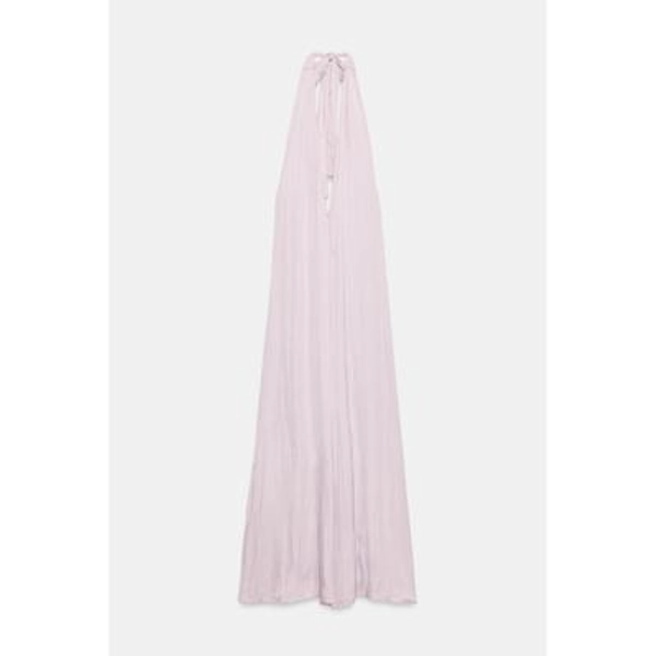 Zara - Satin Effect Midi Halter Dress - Lilac - S - Woman